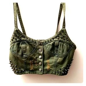 Distressed Spike Crop Top